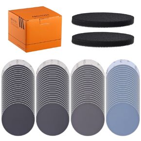 80Pcs 6 Inch Hook and Loop Sanding Discs 1000/1500/2000/3000 Grits Wet Dry Sandpaper with 2Pcs Foam Pads for Random Orbital Sander