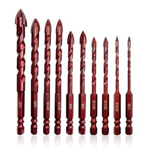 Masonry Drill Bits 10 Pcs, Concrete Drill Bit Set Size 1/8" to 1/2", Professional High Cobalt Drill Bit Set for Tile Glass/Metal Brick Concrete Ceramic Plastic Wood