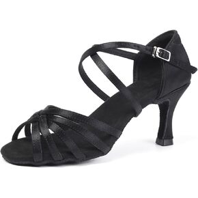 أحذية SWDZM للسيدات من الساتان للرقص اللاتيني، أحذية رقص السالسا والتز، موديل 1213DB in Kuwait