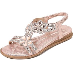Duo Mei ZuWomen Sandals Rhinestone Dressy Casual Summer flat flip flops Comfortable Sandals