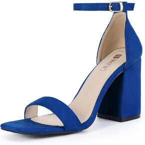 IDIFU IN4 High Chunky Block Heels Square Open Toe Ankle Strap Heeled Sandals Wedding Bridal Prom Dance Summer Dressy Comfortable Sexy Trendy Bride Bridesmaid Dress Shoes Cute Thick Women Heels