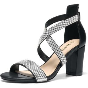 Women's Strappy Block Heels Chunky High Heels Sandals Open Toe Ankle Strap Pumps Dress Shoes for Wedding Bridal Evening Party Prom