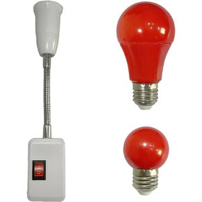 Darkroom Safe Light Portable Red Lamp, E27 LED Screw Mouth Wall Light 360 Degree Desk Light with Switch