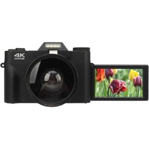 4K Digital Camera 180° Rotating HD Screen, Vlog Camera Autofocus 16x Digital Zoom, Compact Camera WiFi Photo Transmission with Pause Function for Beginners Gift