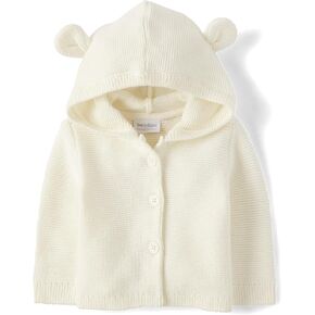The Children's Place Baby and Newborn Long Sleeve Teddy Bear Ear Hood Cardigan Sweater