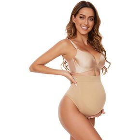 Seamless Maternity Thongs for Women, No Show Maternity Shapewear Over the Belly, Pregnancy Belly Support Panties