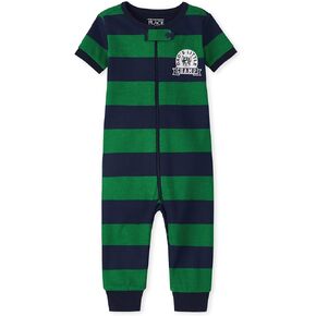 The Children's Place Baby Boys' and Toddler Short Sleeve Zip-Front One Piece Footless Pajama Snug Fit 100% Cotton