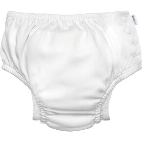 i play. by green sprouts Reusable, Eco Snap Swim Diaper with Gussets, UPF 50, White, Patented Design, STANDARD 100 by OEKO-TEX Certified 24 mo