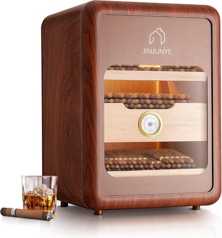 Cigar Humidors Cabinet for 200 Cigars, Cigar humdiidor Box with Digital Hygrometer, Spanish Cedar Lining 2 Shelves 1 Drawer Cabinet Humidor for Cigars, Great Idea Gift in Saudi Arabia