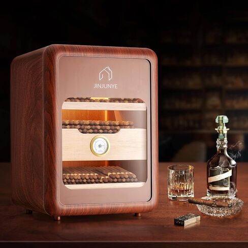 Cigar Humidors Cabinet for 200 Cigars, Cigar humdiidor Box with Digital Hygrometer, Spanish Cedar Lining 2 Shelves 1 Drawer Cabinet Humidor for Cigars, Great Idea Gift in Saudi Arabia