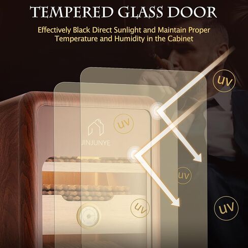 Cigar Humidors Cabinet for 200 Cigars, Cigar humdiidor Box with Digital Hygrometer, Spanish Cedar Lining 2 Shelves 1 Drawer Cabinet Humidor for Cigars, Great Idea Gift in Saudi Arabia