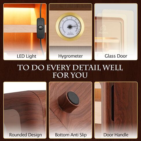 Cigar Humidors Cabinet for 200 Cigars, Cigar humdiidor Box with Digital Hygrometer, Spanish Cedar Lining 2 Shelves 1 Drawer Cabinet Humidor for Cigars, Great Idea Gift in Saudi Arabia