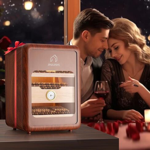 Cigar Humidors Cabinet for 200 Cigars, Cigar humdiidor Box with Digital Hygrometer, Spanish Cedar Lining 2 Shelves 1 Drawer Cabinet Humidor for Cigars, Great Idea Gift in Saudi Arabia