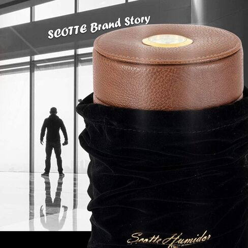 حافظة/جرة مرطب سيجار سكوت، علبة سيجار من خشب الأرز من الجلد قابلة للحمل لمدة 12-16 سيجار (أسود) in Kuwait