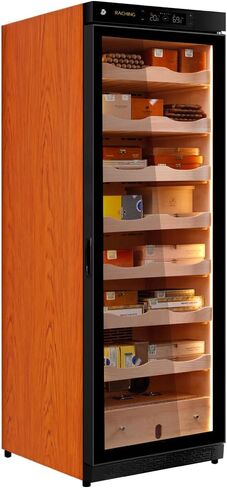Cigar Climate Control Cabinet, Raching 330L Cigar Humidor Cabinet for Storing&Aging, Wood Frame with Constant Temperature and Humidity System, 6 Premium Canada Cedar Trays - Piano Paint Black in Saudi Arabia