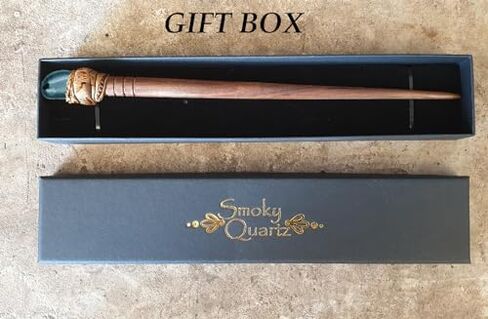 Natural Tumbled Healing Gemstone Crystal Wooden Hair Stick Handmade Gifts Boho Reiki by Smoky Quartz (Amethyst Raw) in Saudi Arabia