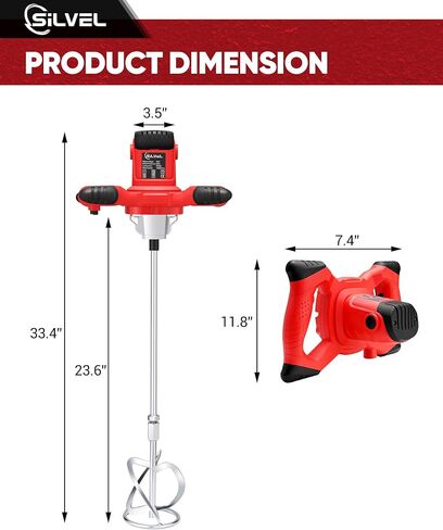 خلاط اسمنت سيلفيل، خلاط خرسانة كهربائي محمول بقوة 2300 وات، خلاط ملاط ​​محمول مع 6 سرعات قابلة للتعديل، خلاط طين 110 فولت لخلط الطين والأسمنت والملاط والطلاء والأعلاف in Kuwait