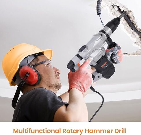 Towallmark 1-9/16 بوصة مثقاب مطرقة دوارة شديدة التحمل، قابض أمان 3 وظائف مع التحكم في الاهتزاز 13 أمبير أزاميل مطرقة دوارة ولقم ثقب مع حقيبة in Kuwait
