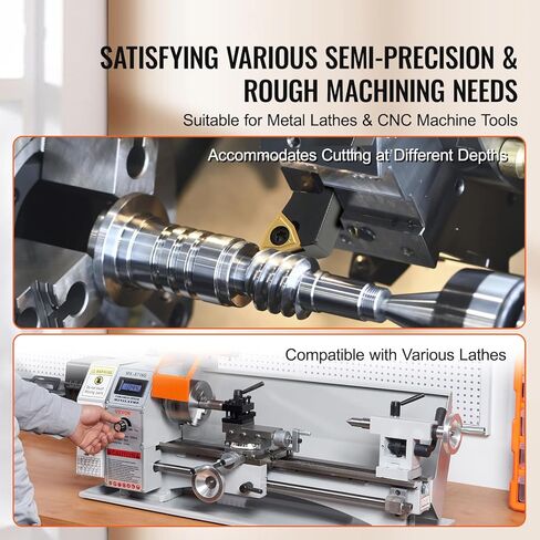 VEVOR 7 Pieces Indexable Lathe Turning Tool Holder, 3/8 in, CNC Heavy-Duty Metal Lathe Cutting Tools, with Tin Coated Carbide Inserts Aluminum Case, for Turning Grooving Threading Cut Off Holders Se in Saudi Arabia
