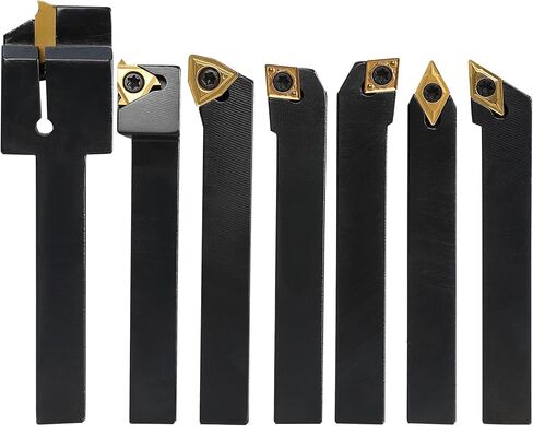 VEVOR 7 Pieces Indexable Lathe Turning Tool Holder, 3/8 in, CNC Heavy-Duty Metal Lathe Cutting Tools, with Tin Coated Carbide Inserts Aluminum Case, for Turning Grooving Threading Cut Off Holders Se in Saudi Arabia