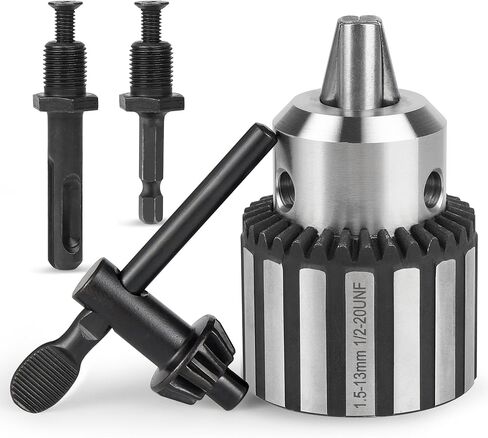 Heavy Duty 1/2-20UNF Drill Chuck for 1/2-20UNF Thread Spindle,with 1/4" Hex Shank, SDS Plus Shank Quick Conversion Adapt and K32 Chuck Jaw Tightening Key (1/16"-1/2" Capacity) in Saudi Arabia