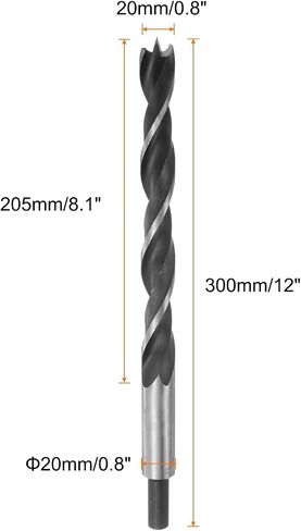 Brad Point Drill Bits 16mm/0.6" Dia Straight Round Shank Drill Metric Brad Point 4.7" Drilling Depth Spiral Twist Drill Bits for Carpenter Woodworking Plastic Rubber, Black in Saudi Arabia