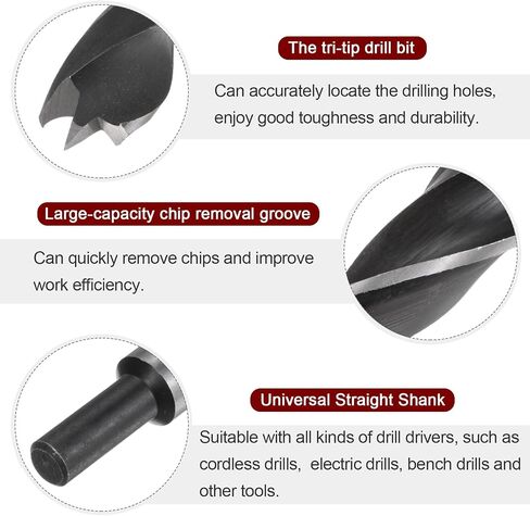 Brad Point Drill Bits 16mm/0.6" Dia Straight Round Shank Drill Metric Brad Point 4.7" Drilling Depth Spiral Twist Drill Bits for Carpenter Woodworking Plastic Rubber, Black in Saudi Arabia