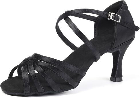 أحذية SWDZM للسيدات من الساتان للرقص اللاتيني، أحذية رقص السالسا والتز، موديل 1213DB in Kuwait