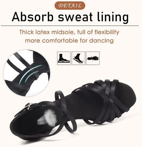 أحذية SWDZM للسيدات من الساتان للرقص اللاتيني، أحذية رقص السالسا والتز، موديل 1213DB in Kuwait