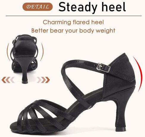 أحذية SWDZM للسيدات من الساتان للرقص اللاتيني، أحذية رقص السالسا والتز، موديل 1213DB in Kuwait