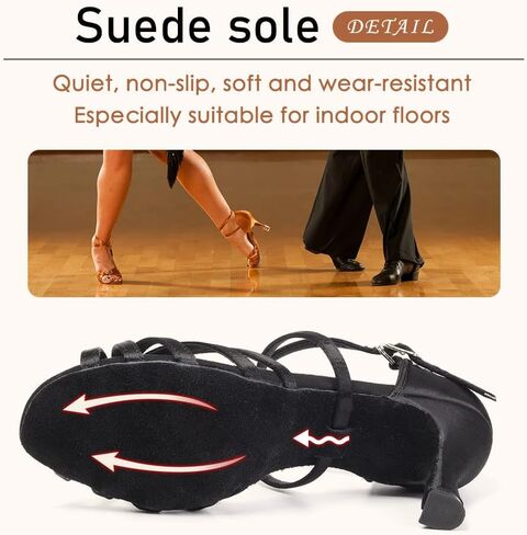 أحذية SWDZM للسيدات من الساتان للرقص اللاتيني، أحذية رقص السالسا والتز، موديل 1213DB in Kuwait