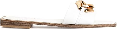 MUSSHOE Women's Flat Sandals Fashion Square Open Toe Metal Chain Dressy Sandals Slip On Outdoor Slide Sandals Outdoor Summer Shoes in Saudi Arabia