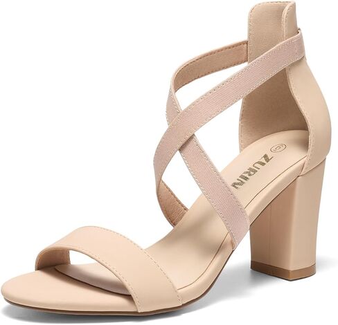 ZURIN Women's Strappy Block Heels Chunky High Heeled Sandals Dress Shoes | Open Toe Comfortable , Ankle Strap Back Zipper, Wedding Formal Summer Prom Evening Party in Saudi Arabia