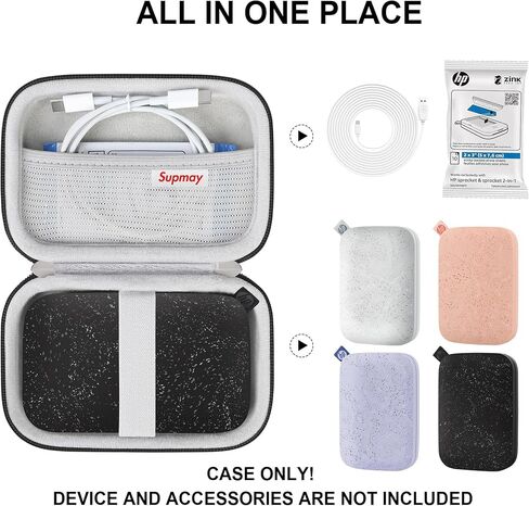 Hard Carrying Case for HP Sprocket Portable 2x3 Instant Color Photo Printer, Wireless Bluetooth Portable Printer, Storage Holder Bag with Mesh Pocket for Photo Paper, USB Cable, Grey in Kuwait