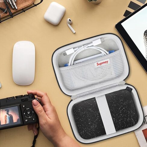 Hard Carrying Case for HP Sprocket Portable 2x3 Instant Color Photo Printer, Wireless Bluetooth Portable Printer, Storage Holder Bag with Mesh Pocket for Photo Paper, USB Cable, Grey in Kuwait