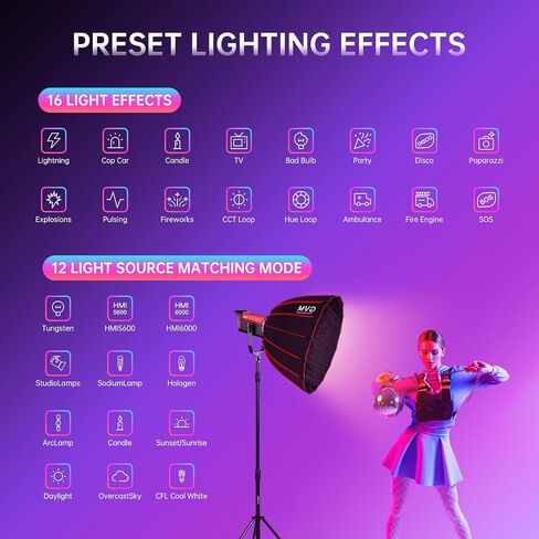 مجموعة إضاءة فيديو GVM RGB 300C مع صندوق سوفت بوكس، وإضاءة التصوير الفوتوغرافي لتسجيل استوديو الكاميرا مع حامل بوينز، وأضواء تصوير COB 48200Lux/m مع APP&DMX، وسبائك الألومنيوم، 2000-10000K مع G/M، CRI 97+ in Saudi Arabia