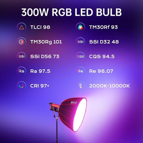 مجموعة إضاءة فيديو GVM RGB 300C مع صندوق سوفت بوكس، وإضاءة التصوير الفوتوغرافي لتسجيل استوديو الكاميرا مع حامل بوينز، وأضواء تصوير COB 48200Lux/m مع APP&DMX، وسبائك الألومنيوم، 2000-10000K مع G/M، CRI 97+ in Saudi Arabia