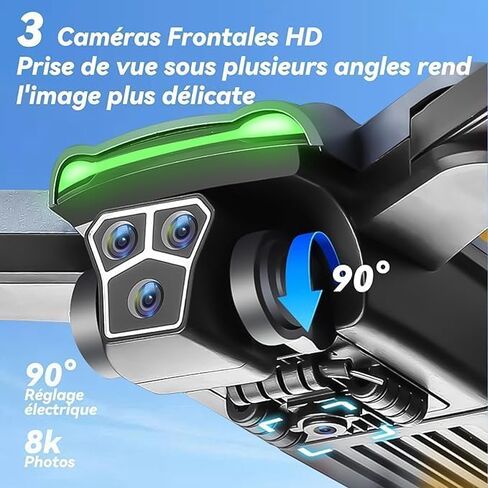 Drone with Camera for Adults 4K, Triple Camera, 360° Obstacle Avoidance, GPS Drone, 90 Mins Flight, 3 Batteries, Brushless Motor, 90° Adjustable Lens, 5GHz Transmission, Auto Return, Follow Me, 4K Drones for Adults and Beginners........ in Saudi Arabia