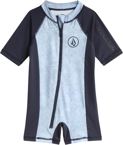 بدلة سباحة Rashguard للأولاد من Volcom Baby - عامل حماية من الشمس 50+ قطعة واحدة بدلة استحمام قصيرة الأكمام - ملابس سباحة للحماية من الشمس (12M-4T) in Saudi Arabia