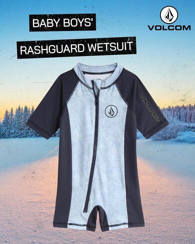 بدلة سباحة Rashguard للأولاد من Volcom Baby - عامل حماية من الشمس 50+ قطعة واحدة بدلة استحمام قصيرة الأكمام - ملابس سباحة للحماية من الشمس (12M-4T) in Saudi Arabia