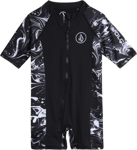 بدلة سباحة Rashguard للأولاد من Volcom Baby - عامل حماية من الشمس 50+ قطعة واحدة بدلة استحمام قصيرة الأكمام - ملابس سباحة للحماية من الشمس (12M-4T) in Saudi Arabia