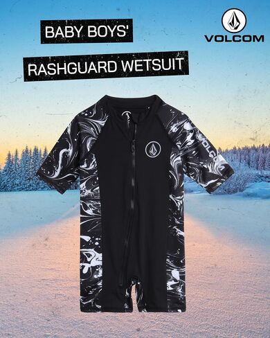 بدلة سباحة Rashguard للأولاد من Volcom Baby - عامل حماية من الشمس 50+ قطعة واحدة بدلة استحمام قصيرة الأكمام - ملابس سباحة للحماية من الشمس (12M-4T) in Saudi Arabia