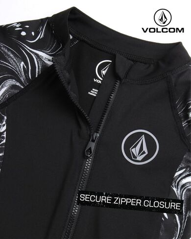 بدلة سباحة Rashguard للأولاد من Volcom Baby - عامل حماية من الشمس 50+ قطعة واحدة بدلة استحمام قصيرة الأكمام - ملابس سباحة للحماية من الشمس (12M-4T) in Saudi Arabia