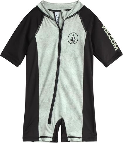 بدلة سباحة Rashguard للأولاد من Volcom Baby - عامل حماية من الشمس 50+ قطعة واحدة بدلة استحمام قصيرة الأكمام - ملابس سباحة للحماية من الشمس (12M-4T) in Saudi Arabia
