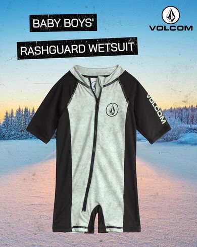 بدلة سباحة Rashguard للأولاد من Volcom Baby - عامل حماية من الشمس 50+ قطعة واحدة بدلة استحمام قصيرة الأكمام - ملابس سباحة للحماية من الشمس (12M-4T) in Saudi Arabia