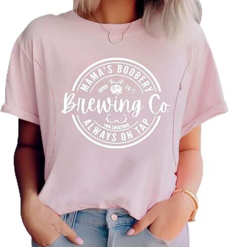 Women Maternity Shirt Comfort Colors Breastfeeding Nursing Friendly Zip Tshirt Mama's Boobery Always On Tap Tops in Saudi Arabia
