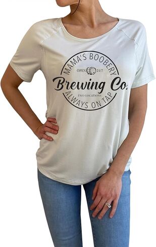 Women Maternity Shirt Comfort Colors Breastfeeding Nursing Friendly Zip Tshirt Mama's Boobery Always On Tap Tops in Saudi Arabia