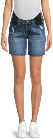 Time and Tru Women's Maternity Blue Denim Bermuda Shorts (Medium 8-10) in Saudi Arabia