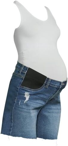 Time and Tru Women's Maternity Blue Denim Bermuda Shorts (Medium 8-10) in Saudi Arabia
