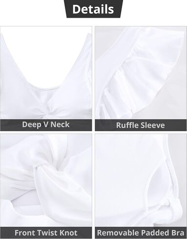 GRAPENT Tankini Tops for Women Swimwear Top Only Ruffle Bathing Suit Cut Out Long Bikini Tops Swimsuit Beach Resort Wear in Saudi Arabia